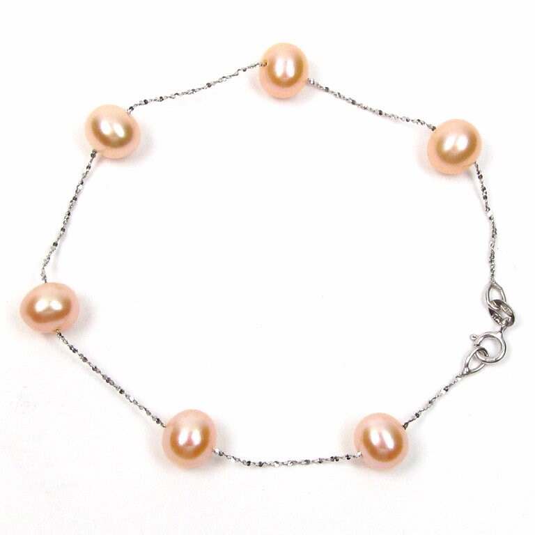 7 "6-7 Mm Echte Rosa Perle 14K Gold Kettenarmband 7 "6-7 Mm Echte Rosa Perle 14K Gold Kettenarmband von TADragon