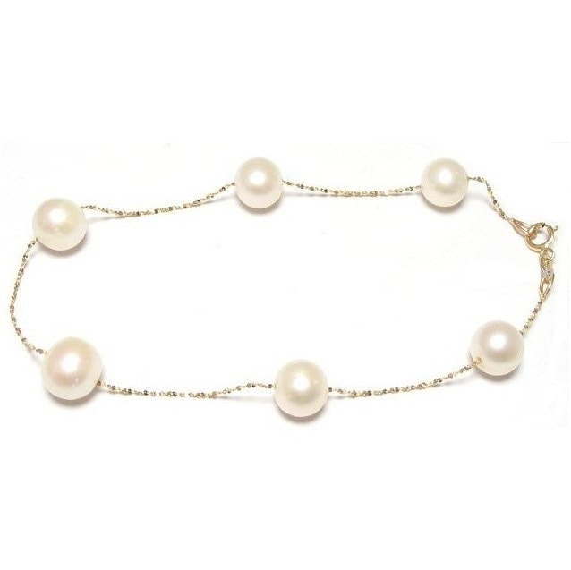 7 "Oder 8" 6-7 Mm Echte Weiße Zuchtperle 14K Gold Kettenarmband von TADragon