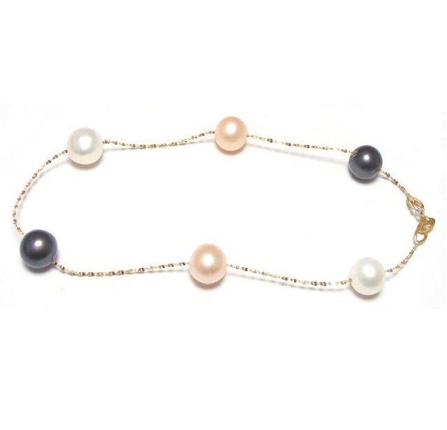 7 "Oder 8" 6-7 Mm Echtes Multi-Color-Perle 14K Gold Kettenarmband 7 "Oder 8" 6-7 Mm Echtes Multi-Color-Perle 14K Gold Kettenarmband von TADragon