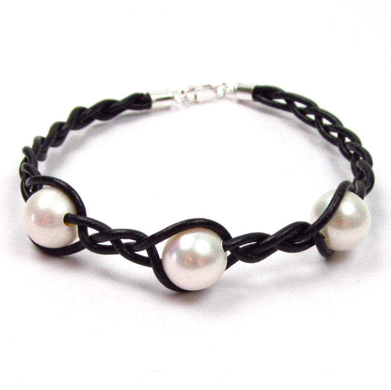 7.5" 8.5-9mm Zuchtperle Geflochtenes Echtlederband Armband 7.5" 8.5-9mm Zuchtperle Geflochtenes Echtlederband Armband von TADragon