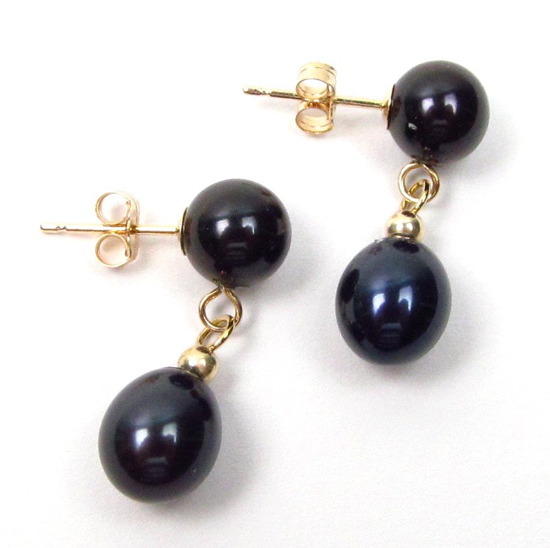 Aaa Black Pearl 14K Gelb Oder Weißgold Ohrstecker von TADragon
