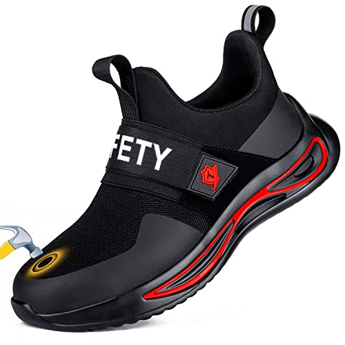 TAERGU S3 Sicherheitsschuhe Herren Damen-S1 Arbeitsschuhe mit Stahlkappe Leicht Klettverschluss SBP Stahlkappenschuhe Safety Shoes,Schwarz,39EU von TAERGU