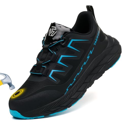 TAERGU S1 Sicherheitsschuhe Herren-S3 Atmungsaktiv Arbeitsschuhe Leicht SBP SRC Leicht Einstichresistent Stahlkappenschuhe rutschfest Stahlkappe Safety Shoes Schutzschuhe,Blau,EU40.5 von TAERGU