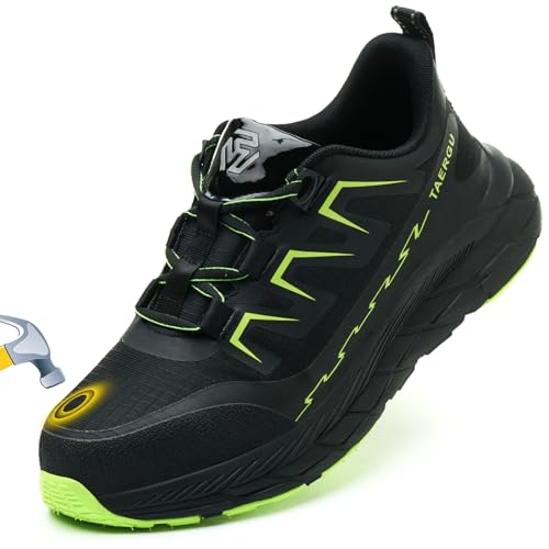 TAERGU S1 Sicherheitsschuhe Herren-S3 Atmungsaktiv Arbeitsschuhe Leicht SBP SRC Leicht Einstichresistent Stahlkappenschuhe rutschfest Stahlkappe Safety Shoes Schutzschuhe,Grüne,EU45 von TAERGU