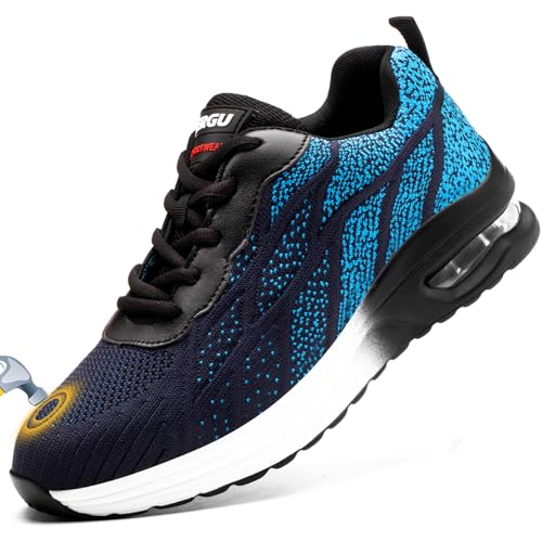 TAERGU Sicherheitsschuhe Herren-S1 Arbeitsschuhe Leicht SBP Stahlkappenschuhe Safety Shoes Einstichresistent Industrieschuhe,Schwarz Blau,EU47 von TAERGU