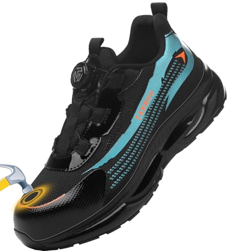 TAERGU Sicherheitsschuhe Herren S1 Arbeitsschuhe mit Stahlkappe Trends Drehknopf S3 Sportliche Leicht Atmungsaktiv Stahlkappenschuhe SBP SRC Einstichresistent Safety Shoes Schutzschuhe,Blau,40.5EU von TAERGU