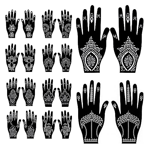 10 Sets Tattoo-Schablonen, Glitzer-Tattoo-Aufkleber, temporäre Tattoo-Schablonen, Airbrush-Tattoo-Schablonen-Set für Frauen und Mädchen (schwarz) von TAFACE