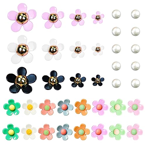 TAFACE 28 Blumenschuh-Ornamente für Frauen und 10 Perlenschuh-Ornamente, schöne bunte Schuh-Ornamente, Bastelzubehör für Ösen-Sandalen, Armbänder, Taschen von TAFACE