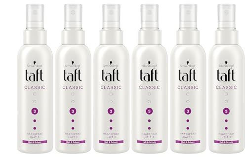 6x Schwarzkopf Taft Haarspray Classic Halt & Schutz Haltegrad 3, Pump-Spray bietet Halt und Schutz für normales Haar,Haarspray ohne Silikone für bis zu 24 h Halt 150ml (6er Pack) von TAFT