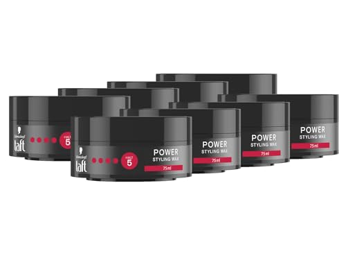 Schwarzkopf TAFT Styling Wax Power (8x 75ml), Haarwax für bis zu 48 Stunden Kraft-Halt, schonend für Haar und Kopfhaut, veganes, Styling-Wax von TAFT