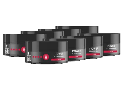 Schwarzkopf TAFT Styling Wax Power (8x 75ml), Haarwax für bis zu 48 Stunden Kraft-Halt, schonend für Haar und Kopfhaut, veganes, Styling-Wax, Haarwachs von TAFT