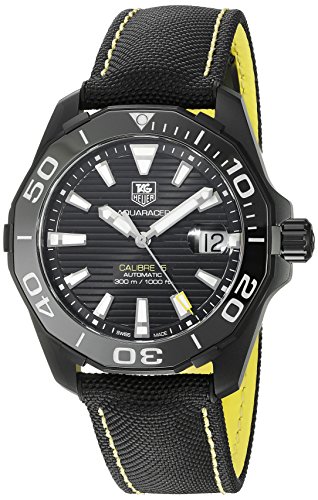 TAG Heuer Herren-Armbanduhr 41mm Armband Textil Schwarz Gehäuse Titan Schweizer Automatik WAY218A.FC6362 von TAG Heuer