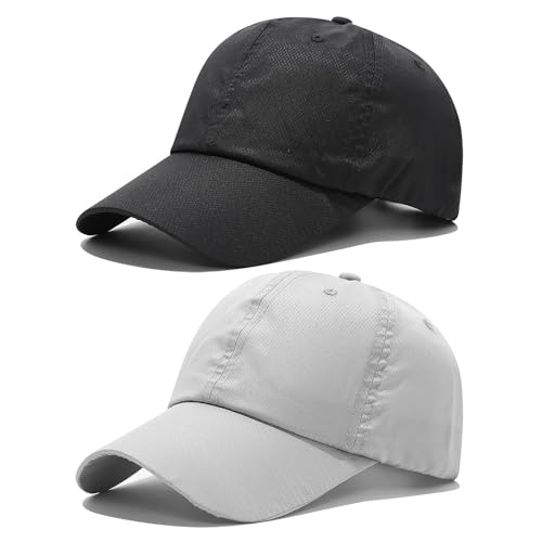 TAGVO 2 Pack Schnell Trocknend Baseballkappe, Einstellbare Sommermütze Unisex Atmungsaktiv Basecap Sportkappe Leichte Faltbare Baseball Cap Sommer Sportmütze von TAGVO
