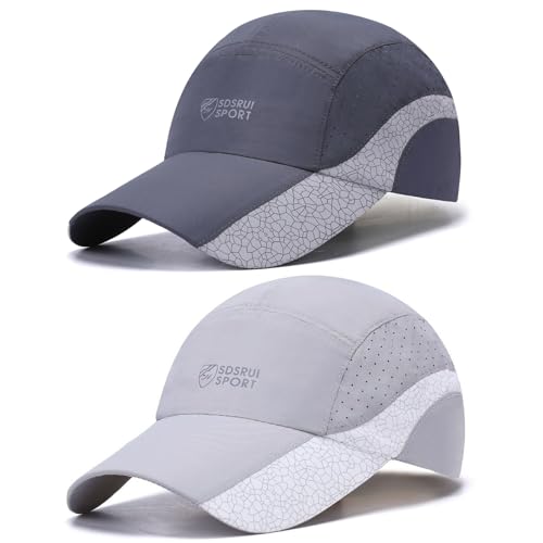 TAGVO 2 Pack Schnell Trocknende Baseballkappe Herren Damen Sommer, UV Schutz Atmungsaktiv Leichte Faltbare Mesh Sport Running Baseball Cap, Modisches Lässig Golf Kappe Basecap Sonnenhut Baseballmütze von TAGVO