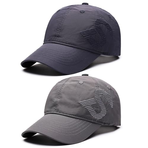 TAGVO 2er-Pack Baseball Cap Herren Dame-Atmungsaktive Schnell Trocknende Sommerkappe mit Breitem Schirm für Outdoor Sport von TAGVO