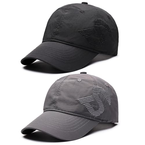 TAGVO 2er-Pack Baseball Cap Herren Dame-Atmungsaktive Schnell Trocknende Sommerkappe mit Breitem Schirm für Outdoor Sport von TAGVO