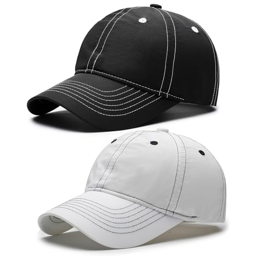 TAGVO 2er-Pack Unisex Baseball Cap-Schnell trocknende, atmungsaktive Kappe mit breitem Schirm für Outdoor-Aktivitäten von TAGVO