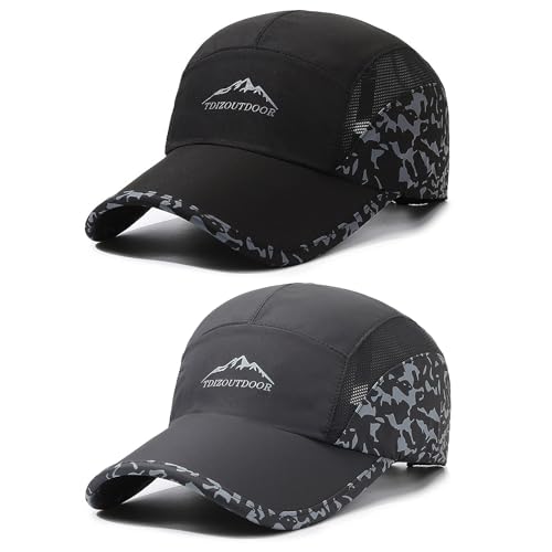 TAGVO 2er-Set Baseball Caps Leichte Schnell Trocknende Kappen mit Verstellbarem Schirm für Herren und Damen, Atmungsaktiv mit Breiter Krempe für Outdoor von TAGVO
