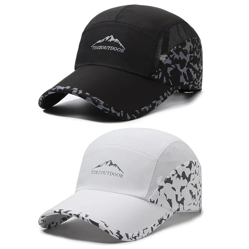 TAGVO 2er-Set Baseball Caps Leichte Schnell Trocknende Kappen mit Verstellbarem Schirm für Herren und Damen, Atmungsaktiv mit Breiter Krempe für Outdoor von TAGVO