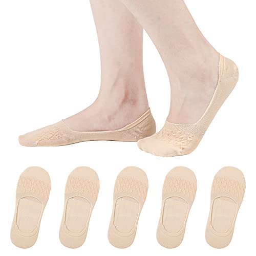 TAGVO 5Paar Damen Füßlinge Unsichtbare Socken Baumwoll,Frauen Ultra Low Cut Liner Unsichtbare Socken mit Rutschfest Silikon,Weiche Atmungsaktive lässige Knöchelsocken Sneaker Socken,für Loafer Sneaker von TAGVO