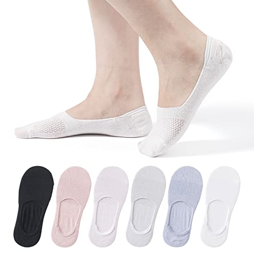 TAGVO 6 Paar Damen Füßlinge Unsichtbare Socken Baumwoll, Frauen Low Cut Liner Unsichtbare Socken mit Rutschfest Silikon,Weiche Atmungsaktive lässige Knöchelsocken Sneaker Socken für Loafer Sneakers von TAGVO