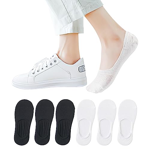 TAGVO 6 Paar Damen Füßlinge Unsichtbare Socken Baumwoll, Frauen Low Cut Liner Unsichtbare Socken mit Rutschfest Silikon,Weiche Atmungsaktive lässige Knöchelsocken Sneaker Socken für Loafer Sneakers von TAGVO