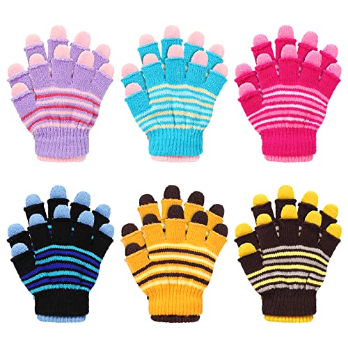 TAGVO 6 Paar Winter Magische Handschuhe, Kinder Dehnbare Warme Magische Zweilagige Handschuhe & Fäustlinge Jungen oder Mädchen, Strickhandschuhe Unisex Strick Vollfinger Fäustlinge von TAGVO