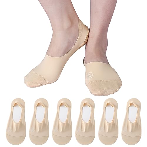 TAGVO 6Paar Damen Füßlinge Unsichtbare Socken, Low Cut Liner Schnitt Willkürlich Unsichtbare Socken mit Rutschfest Silikon, Schweiß Absorbierend Atmungsaktive Bootssocken für Loafer Flache Bootsschuhe von TAGVO