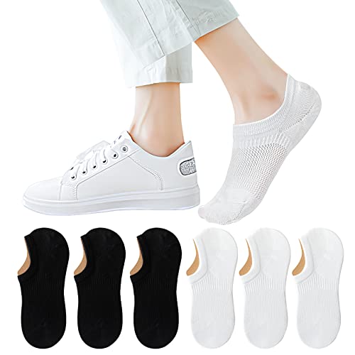 TAGVO 6Paar Damen Füßlinge Unsichtbare Socken Baumwoll,Frauen Low Cut Liner Rutschfeste Lässige Unsichtbare Sneaker Socken Knöchelsocken,Weiche Atmungsaktive Sport kompressions Socken Loafers Sneakers von TAGVO