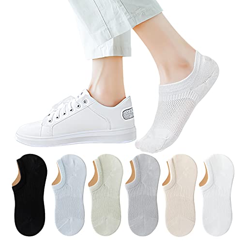 TAGVO 6Paar Damen Füßlinge Unsichtbare Socken Baumwoll,Frauen Low Cut Liner Rutschfeste Lässige Unsichtbare Sneaker Socken Knöchelsocken,Weiche Atmungsaktive Sport kompressions Socken Loafers Sneakers von TAGVO