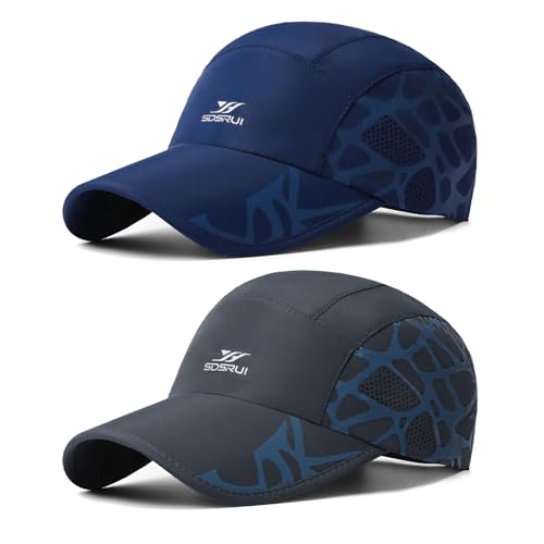 TAGVO Baseball Cap Herren Damen, 2 Stück Schnell Trocknend und Atmungsaktiv Verstellbar Baseballkappe Mit Schweißband Mesh, Leicht Faltbare Mode läuft Sport Cap Sonnenhut für Reisen Draußen von TAGVO