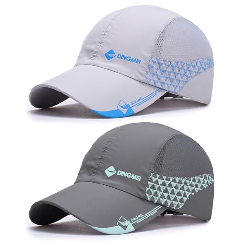 TAGVO Baseball Cap Herren Damen, 2 Stück Verstellbar UV-Schutz Baseballkappe mit Atmungsaktivem Mesh, Sonnenschutz Schnell Trocknende Baseballmütze Sport Cap für läuft Angeln Strand Golf Tenniskappe von TAGVO