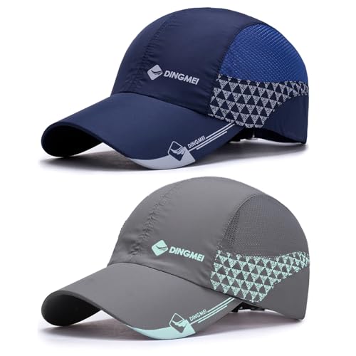 TAGVO Baseball Cap Herren Damen, 2 Stück Verstellbar UV-Schutz Baseballkappe mit Atmungsaktivem Mesh, Sonnenschutz Schnell Trocknende Baseballmütze Sport Cap für läuft Angeln Strand Golf Tenniskappe von TAGVO