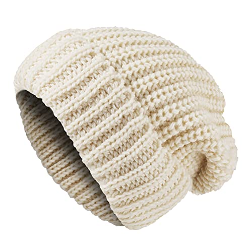 TAGVO Classic Beanie Damen Slouch Beanie Mütze Street Style Grobstrick Warm Wintermütze für Damen Herren für Winterwärmer im Herbst und Wärme Beige von TAGVO