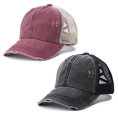 TAGVO Damen Baseball Kappe Modische Retro Baseball Cap Washed Ponytail Baseballmütze Damen Pferdeschwanz Messy Baseball Cap Cross Hat Outdoor Sports Freizeit Basecap Unisex von TAGVO