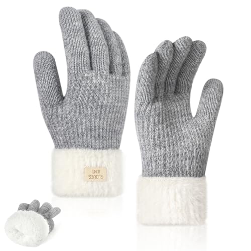 TAGVO Damen Winterhandschuhe mit Fleecefutter, Damen Thermo Elastisch Strickhandschuhe Touchscreen Handschuhe, Winddicht Kaschmir Wollhandschuhe für Skifahren Radfahren Laufen Wandern von TAGVO