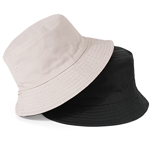 TAGVO Fischerhut Beideseitig Tragen Damen Große Bucket Hat XXL Sonnenhut Outdoor Unisex 100% Baumwolle Faltbar Sommerhut Eimerhut Für Kopf 58-65 von TAGVO