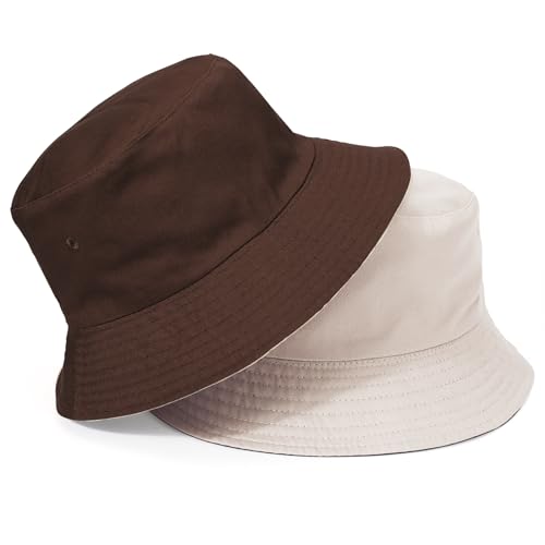 TAGVO Fischerhut Beideseitig Tragen Damen Große Bucket Hat XXL Sonnenhut Outdoor Unisex 100% Baumwolle Faltbar Sommerhut Eimerhut Für Kopf 58-65 von TAGVO
