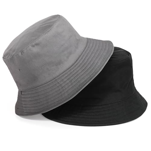 TAGVO Fischerhut Beideseitig Tragen Damen Große Bucket Hat XXL Sonnenhut Outdoor Unisex 100% Baumwolle Faltbar Sommerhut Eimerhut Für Kopf 58-65 von TAGVO