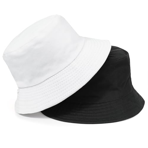 TAGVO Fischerhut Beideseitig Tragen Damen Große Bucket Hat XXL Sonnenhut Outdoor Unisex 100% Baumwolle Faltbar Sommerhut Eimerhut Für Kopf 58-65 von TAGVO