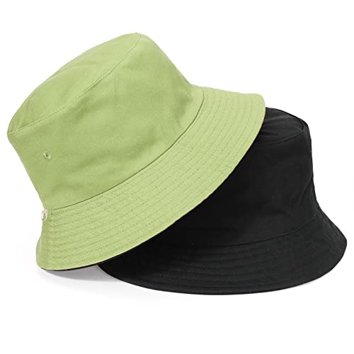 TAGVO Fischerhut Beideseitig Tragen Damen Große Bucket Hat XXL Sonnenhut Outdoor Unisex 100% Baumwolle Faltbar Sommerhut Eimerhut Für Kopf 58-65 von TAGVO