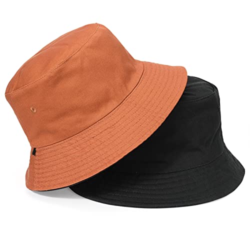 TAGVO Fischerhut Beideseitig Tragen Damen Große Bucket Hat XXL Sonnenhut Outdoor Unisex 100% Baumwolle Faltbar Sommerhut Eimerhut Für Kopf 58-65 von TAGVO