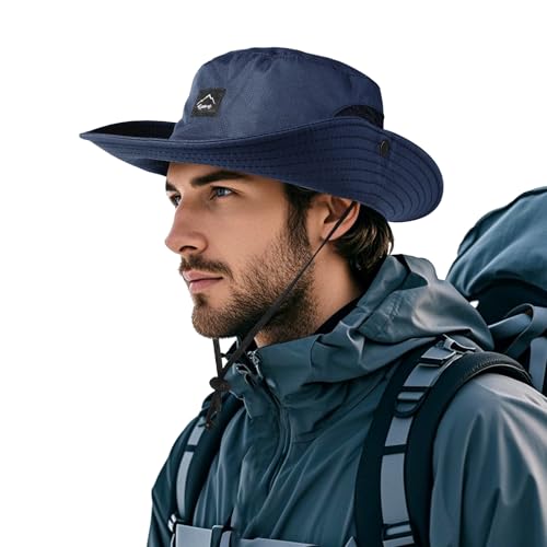 TAGVO Fischerhut für Herren Damen, Sonnenhut UV-Schutz Mesh Breite Krempe Campinghut, Schnell Trocknend und Atmungsaktiv Faltbarer Wanderhut Safari Boonie Hut Buschhut mit Verstellbare Kinnband von TAGVO