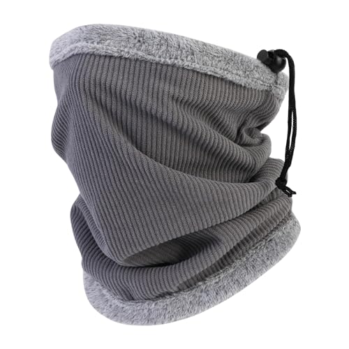 TAGVO Fleece Halswärmer Schal Winter, Nackenwarm Schal mit Kordelzug, Multifunktion Stuch Neck Gaiter, Elastische Halsmanschette Winddichter Ski Halswärmer Loop Schlauchschal für Herren und Damen von TAGVO