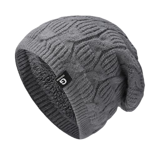 TAGVO Herren Beanie Mütze Winter Warme Unisex Wintermütze Strickmütze Dehnbare Weiche Wollmütze mit Dickem Warmem Futter für Ski Sport Outdoor von TAGVO