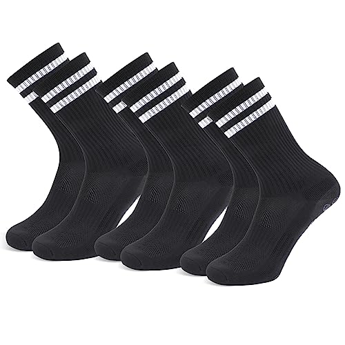 TAGVO Herren Fussball Socken 3 Paar Grip Socken Fussball SportSocken Outdoor-Sport-Laufsocken Kompressionsstretch-Socken Sportliche -Fußball-Socken Stutzen Stutzenstrumpf Anti-Rutsch-Socken von TAGVO