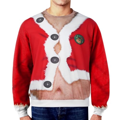 TAGVO Herren Hässlicher Weihnachtspullover Unisex 3D Lange Ärmel Ugly Christmas Sweater Pullover Sweatshirt für Party M-5XL von TAGVO