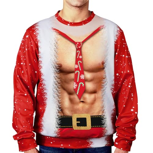 TAGVO Herren Hässlicher Weihnachtspullover Unisex 3D Lange Ärmel Ugly Christmas Sweater Pullover Sweatshirt für Party M-5XL von TAGVO