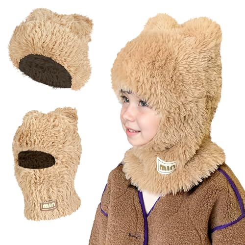 TAGVO Kinder Sturmhaube Winter, Multifunktional Winddicht Strickmütze mit Weich und Warm Vlies, Halswärmer Wintermütze Gesichtsmaske Outdoor Mützen-Schal-Set Mütze für 3–10 Jungen Mädchen von TAGVO
