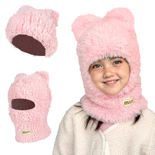 TAGVO Kinder Sturmhaube Winter, Multifunktional Winddicht Strickmütze mit Weich und Warm Vlies, Halswärmer Wintermütze Gesichtsmaske Outdoor Mützen-Schal-Set Mütze für 3–10 Jungen Mädchen von TAGVO